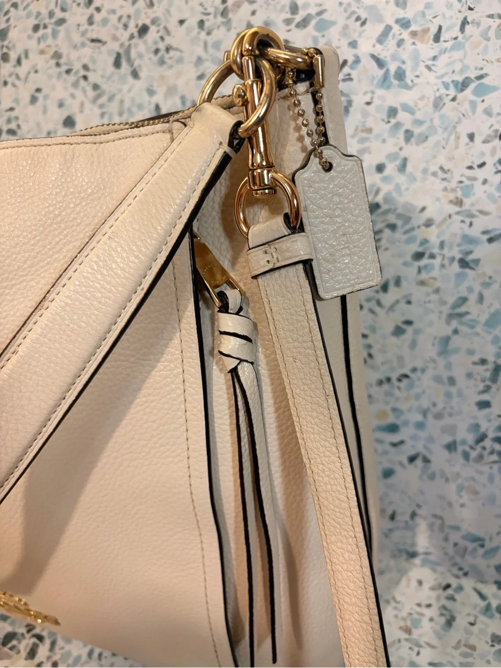 Coach Marlon Hobo Chalk Pebble Leather Crossbody F79994